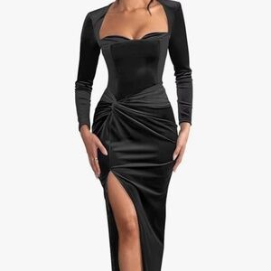Black Long sleeve formal dress, vintage inspired style